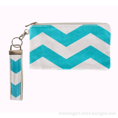 Chevron coin purse with key ring